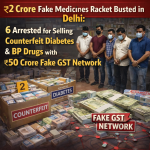 ₹2 Crore Fake Medicines Racket Busted in Delhi,6 Arrested for Selling Counterfeit Diabetes & BP Drugs with ₹50 Crore Fake GST Network