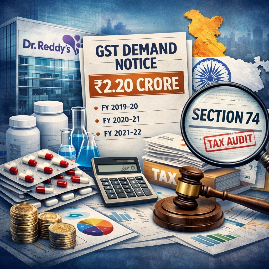 Dr. Reddy’s Laboratories Receives GST Demand Orders Worth ₹2.20 Crore