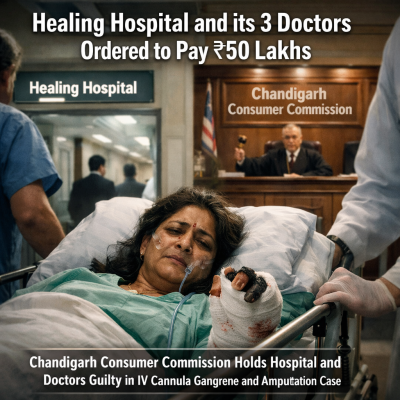 Chandigarh Consumer Commission Orders Healing Hospital and its Three Specialist Doctor to Pay ₹50 Lakhs After IV Cannula Leads to Gangrene and Amputation of Fingers