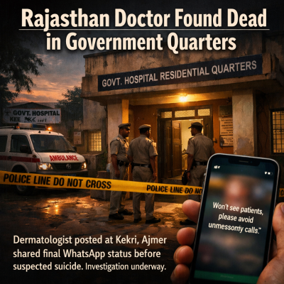 Dermatologist Found Dead in Ajmer Government Hospital Quarters | Suspected Suicide of Rajasthan Doctor