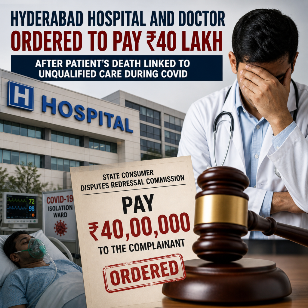 Hyderabad Hospital and Doctor Ordered to Pay ₹40 Lakh After Patient’s Death Linked to Unqualified Care During COVID