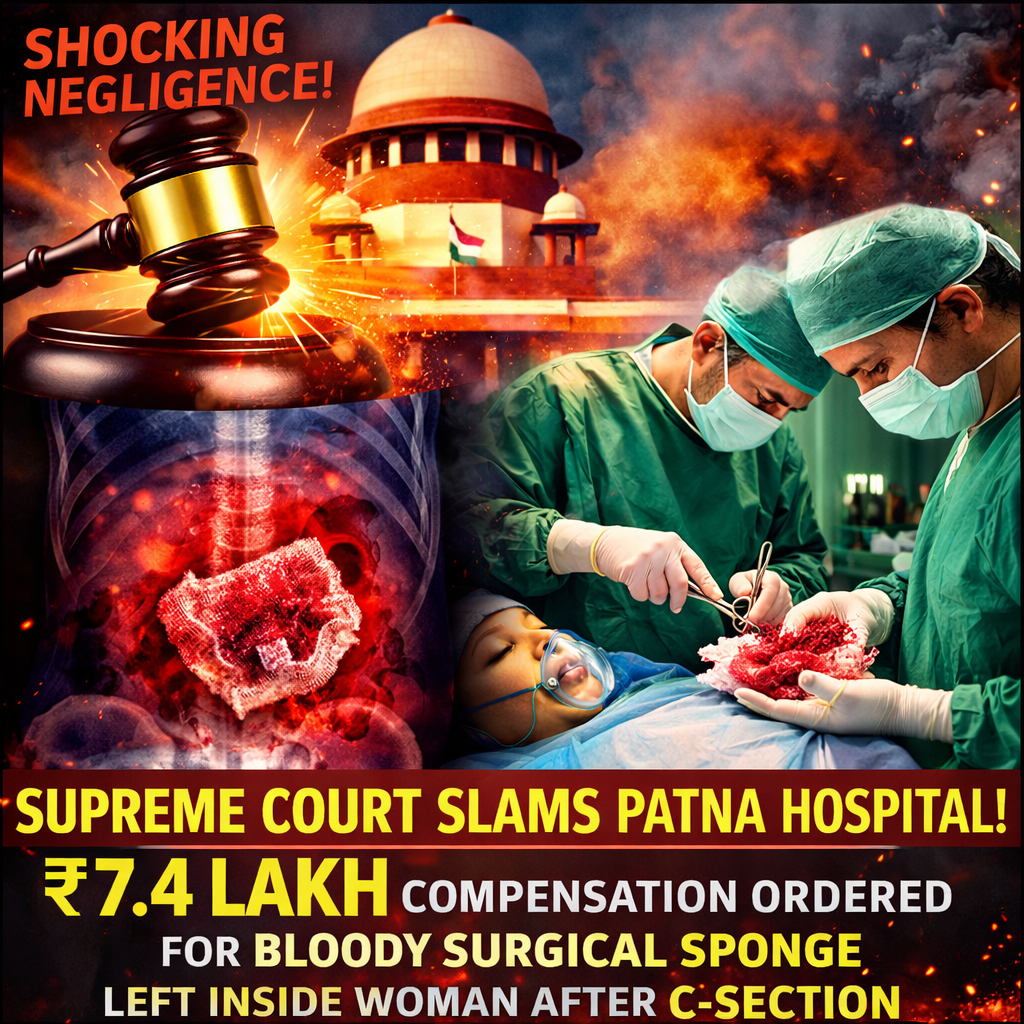 Supreme Court Orders Patna Hospital to Pay ₹7.4 Lakh After Leaving Surgical Sponge in Woman’s Abdomen During C-Section