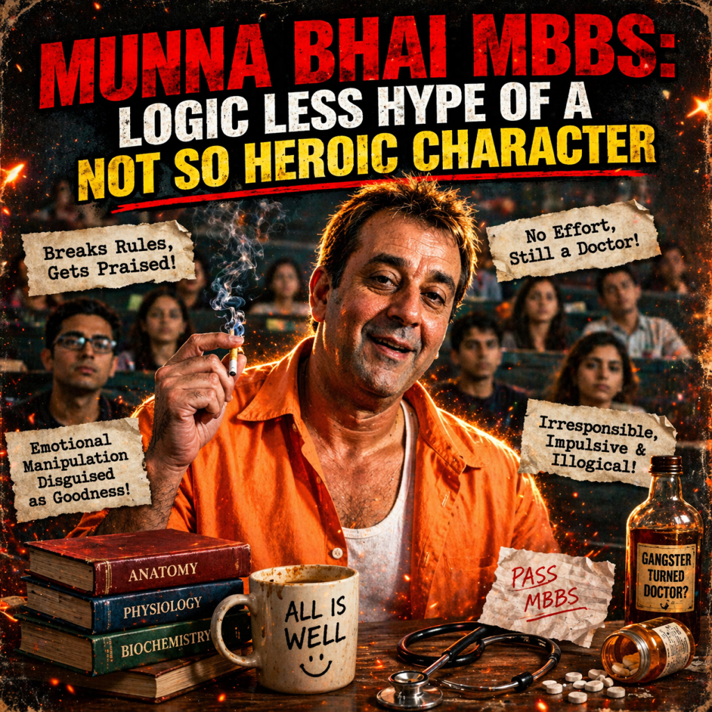 Munnabhai MBBS: logic less hype of a not so heroic character.