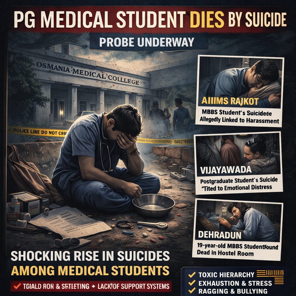 A PG medical student dies by suicide, probe underway