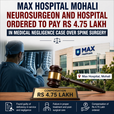 Max Hospital Mohali Neurosurgeon and Hospital Ordered to Pay Rs 4.75 Lakh in Medical Negligence Case Over Spine Surgery
