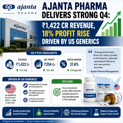 Ajanta Pharma Delivers Strong Q4: ₹1,422 Cr Revenue, 18% Profit Rise Driven by US Generics