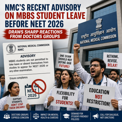 NMC’s Recent Advisory on MBBS Student Leave Before NEET 2026 Draws Sharp Reactions from Doctors Groups