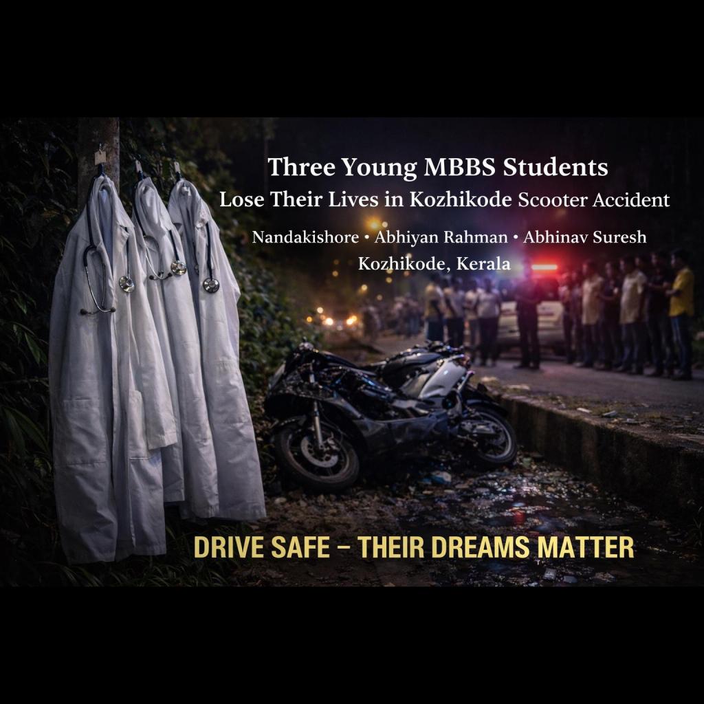 Heartbreaking Tragedy: Three Young MBBS Students Lose Their Lives in Kozhikode Scooter Accident
