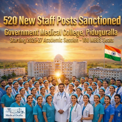 520 Staff Posts Sanctioned for New Piduguralla Medical College in Andhra Pradesh
